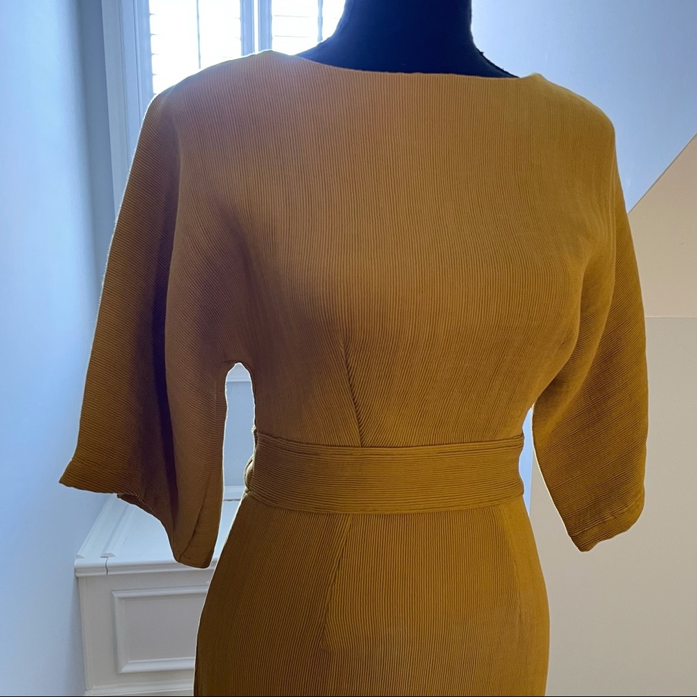 ASOS dress Brand: Closet London Mustard Yellow Ribbed Pencil Dress. Brand New